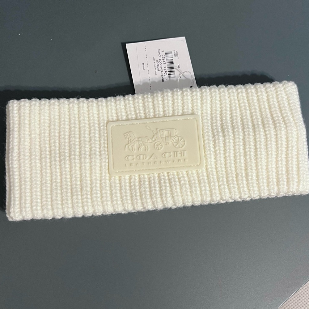 NEW Coach Knit Headband With Rubber Patch